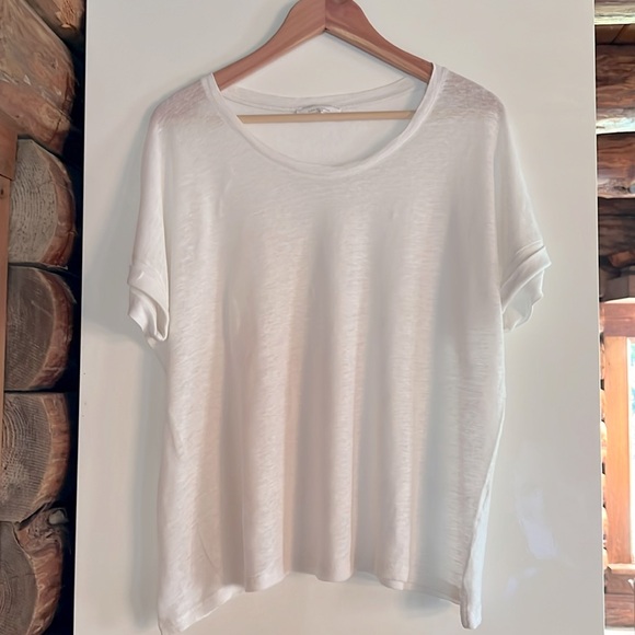 Zara Sexy White Sheer Loose Fitting Tshirt with Rolled Sleeve. Size M - Picture 1 of 3